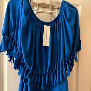 Notations Blue Fringe Boho Tunic Dress New With Tags